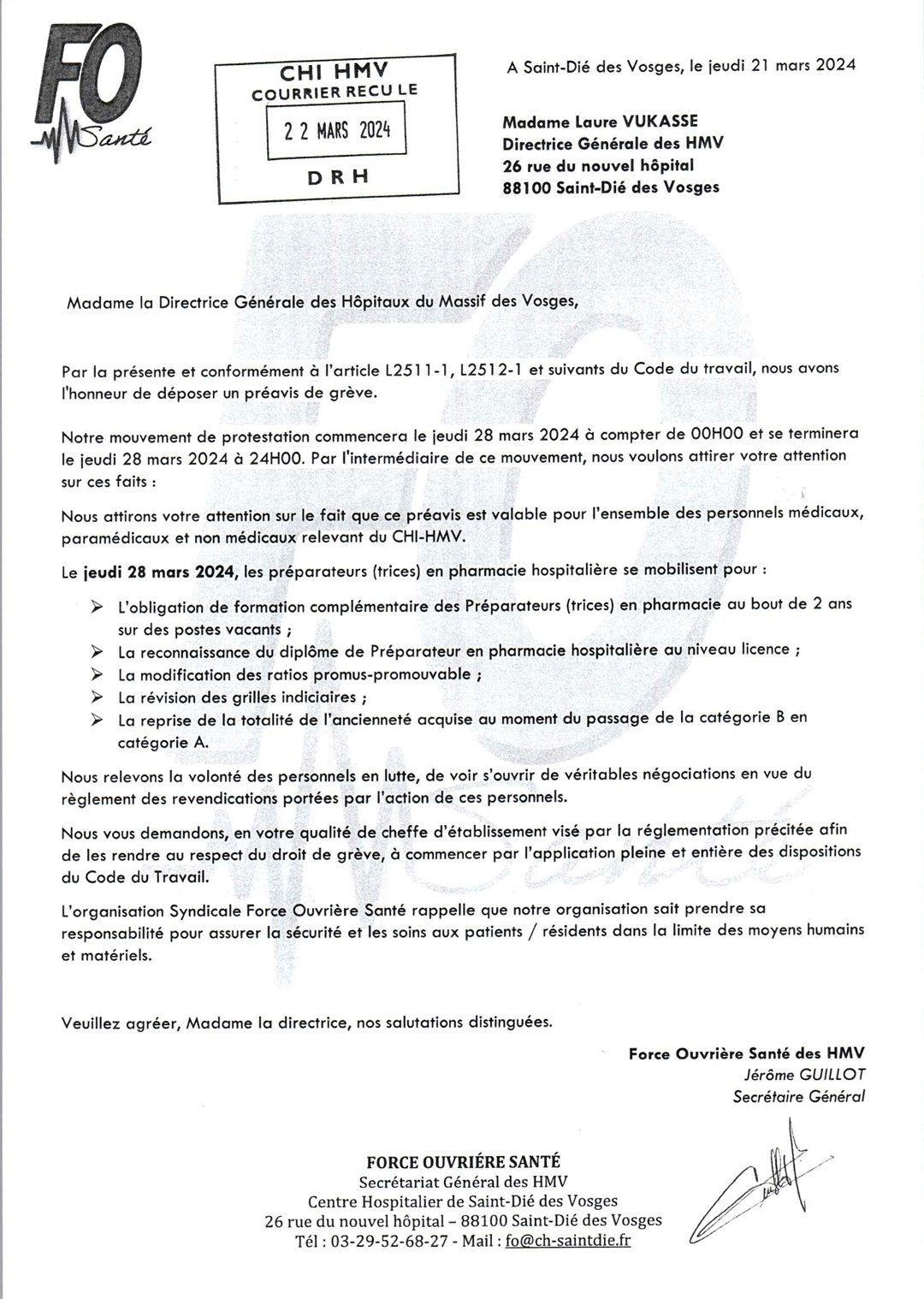 Préavis de grève PPH - 28 mars 2024 - HMV