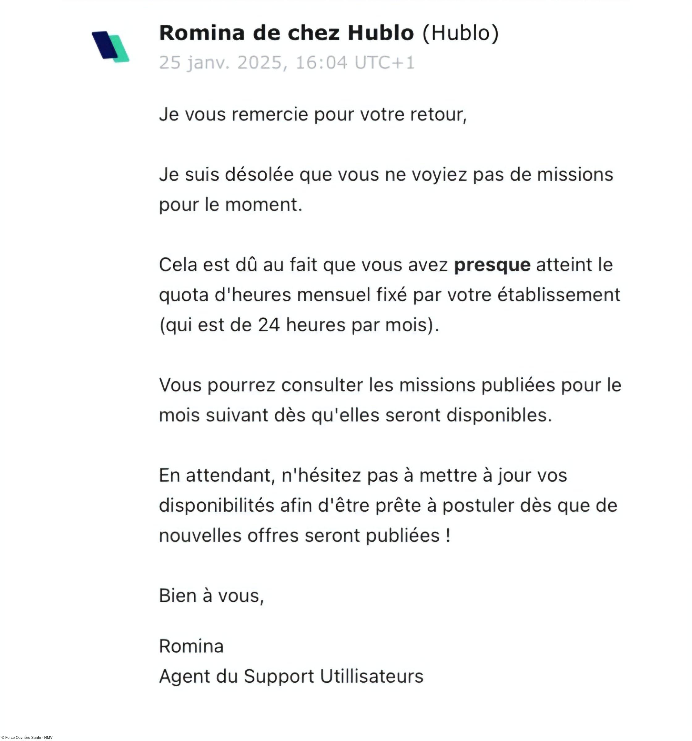 Réponse HUBLO 