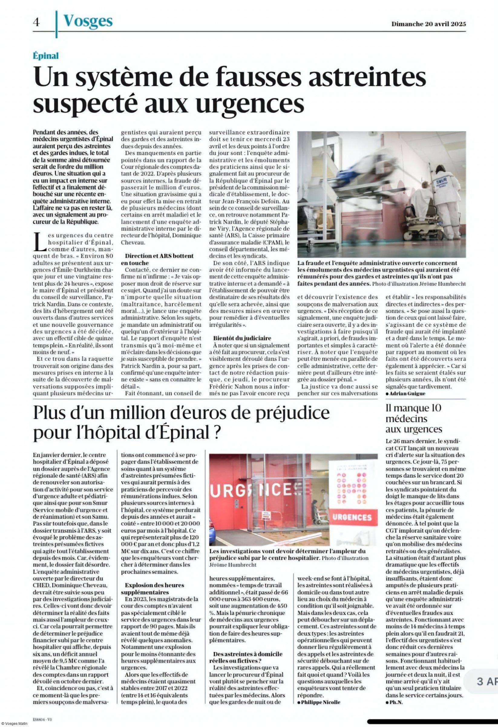 Vosges Matin - 20 avril 2025
