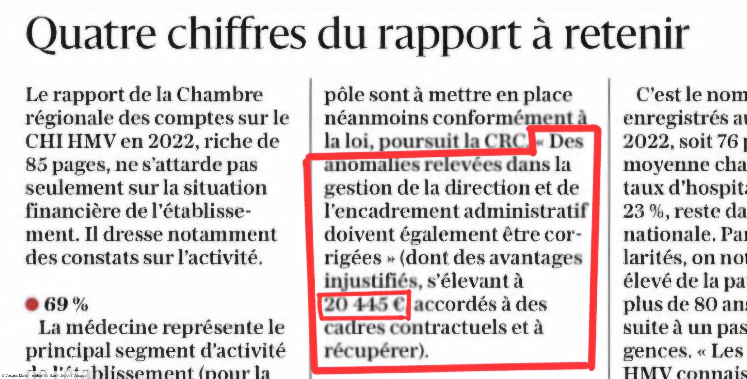 Vosges Matin - Edition de Saint-Dié des Vosges - Rapport CRC 2022