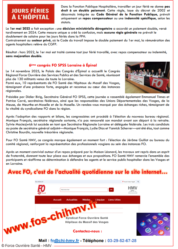 4ème lettre d'inFOrmations trimestrielle: le bien-être des professionnels une nécessité pour FO Santé