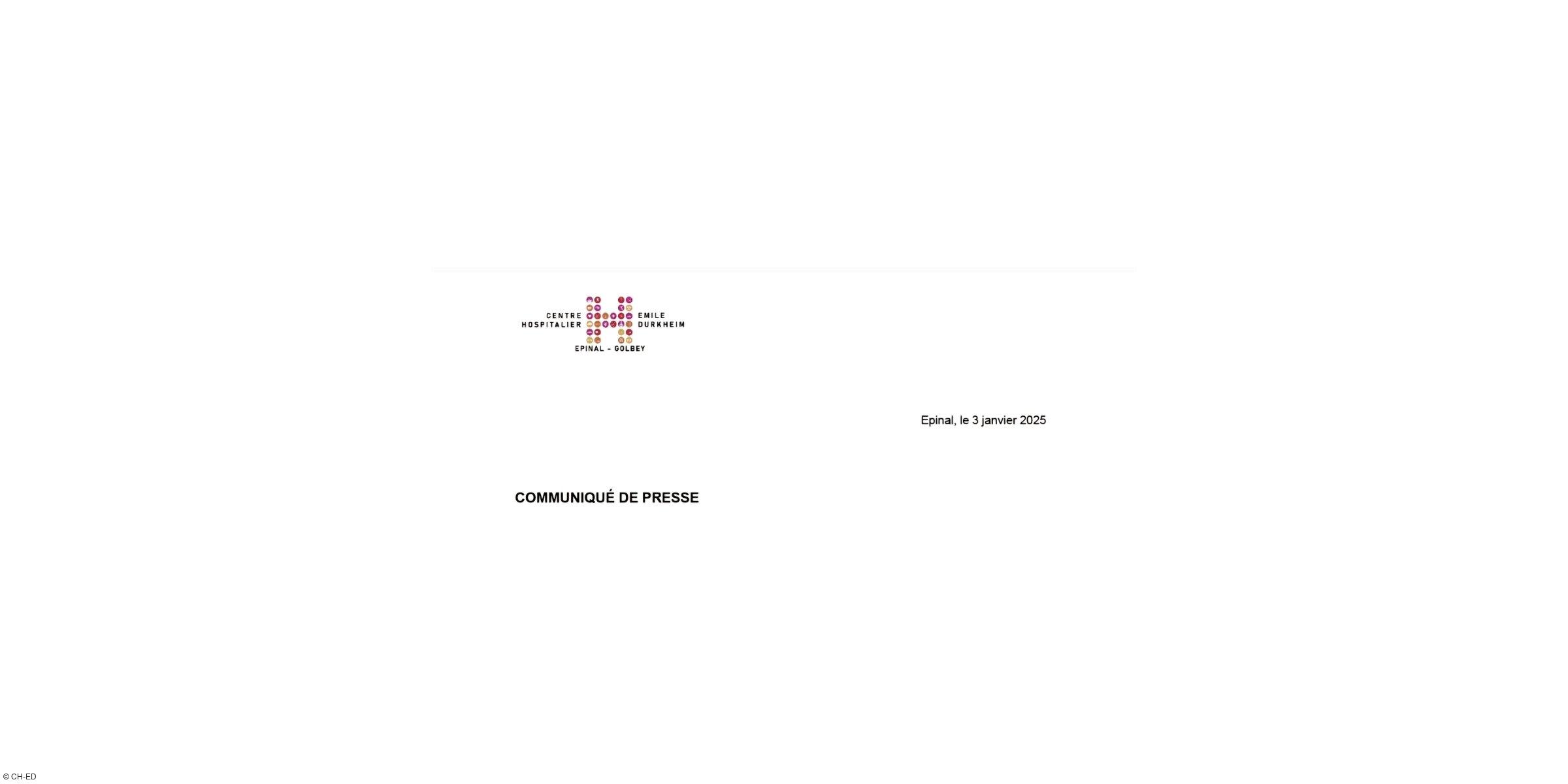 COMMUNIQUE DE PRESSE: Urgences du Centre Hospitalier Emile Durkeim - Épinal