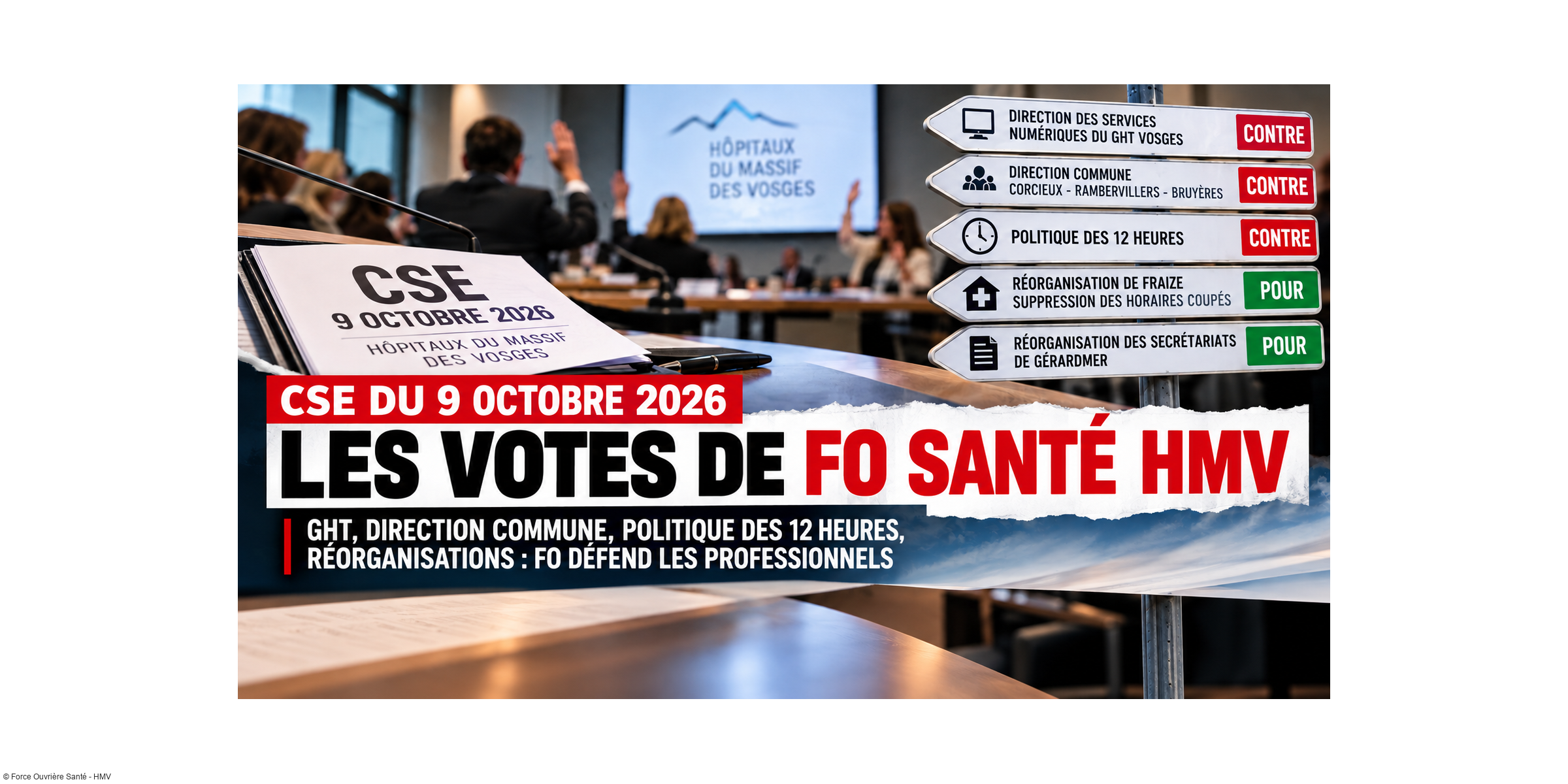 CSE du 9 octobre 2026 : FO assume ses votes, défend les professionnels et refuse les mutualisations à tout prix !