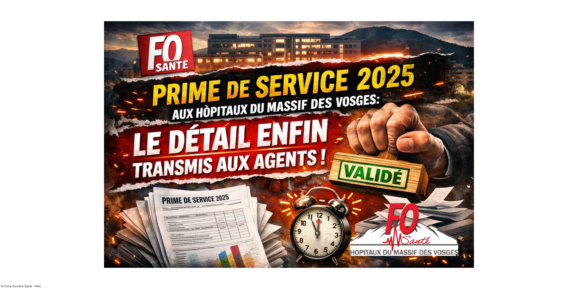 Prime de service 2025 aux HMV : après l'intervention de FO, le détail sera envoyé à chaque agent