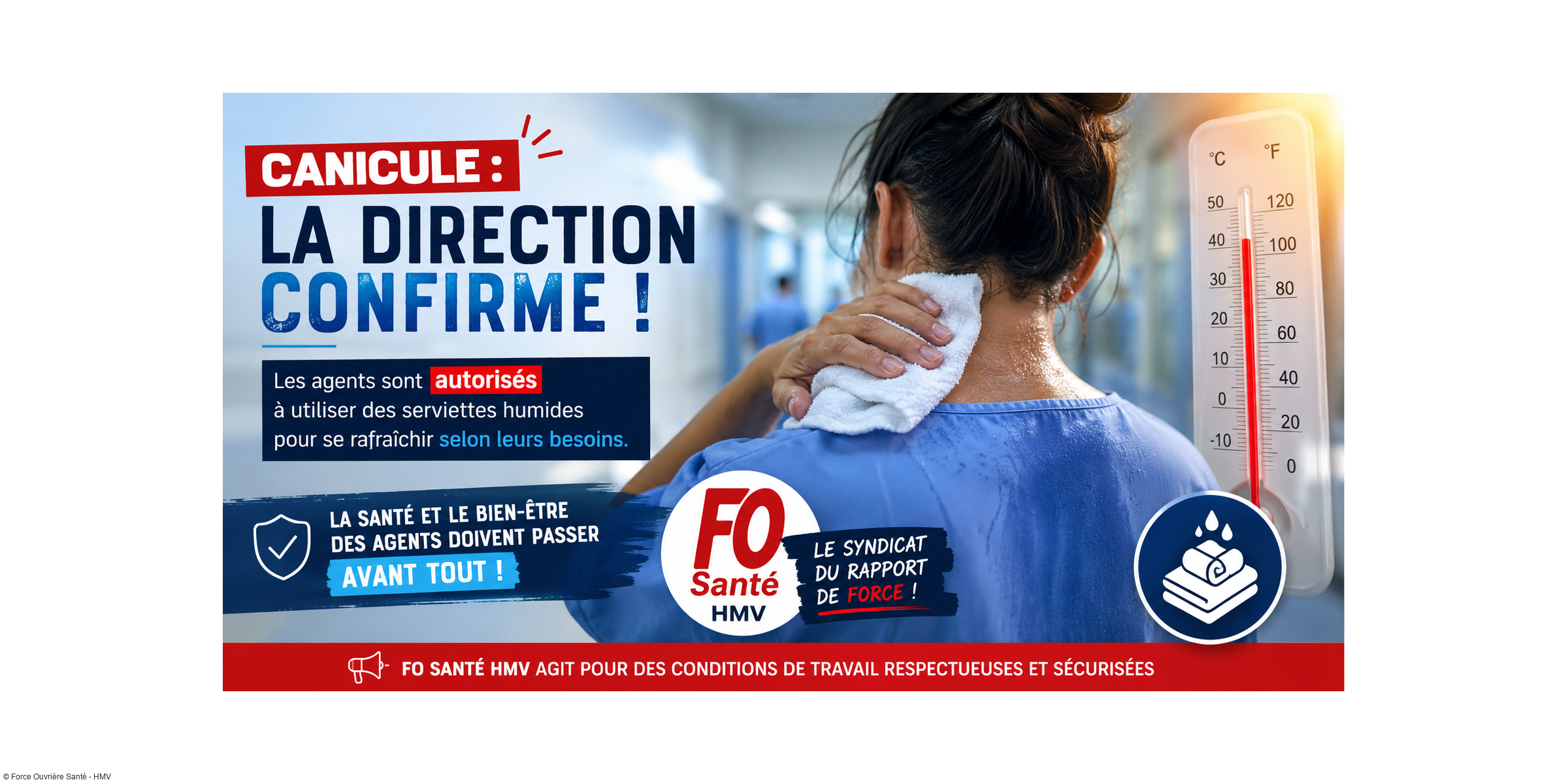 La direction confirme : les agents peuvent utiliser des serviettes humides pour se protéger de la chaleur