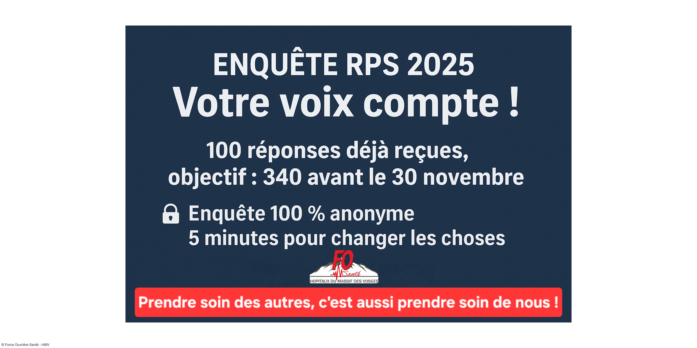 Enquête RPS : déjà 100 réponses, mais nous devons aller plus loin ! Donnez votre voix pour faire bouger les lignes aux HMV !