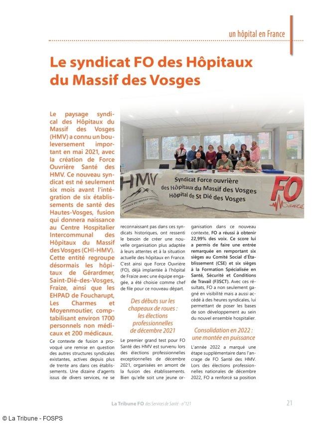 Focus sur les Hôpitaux du Massif des Vosges : la Fédération FO Services Publics et de Santé met à l’honneur FO Santé des HMV