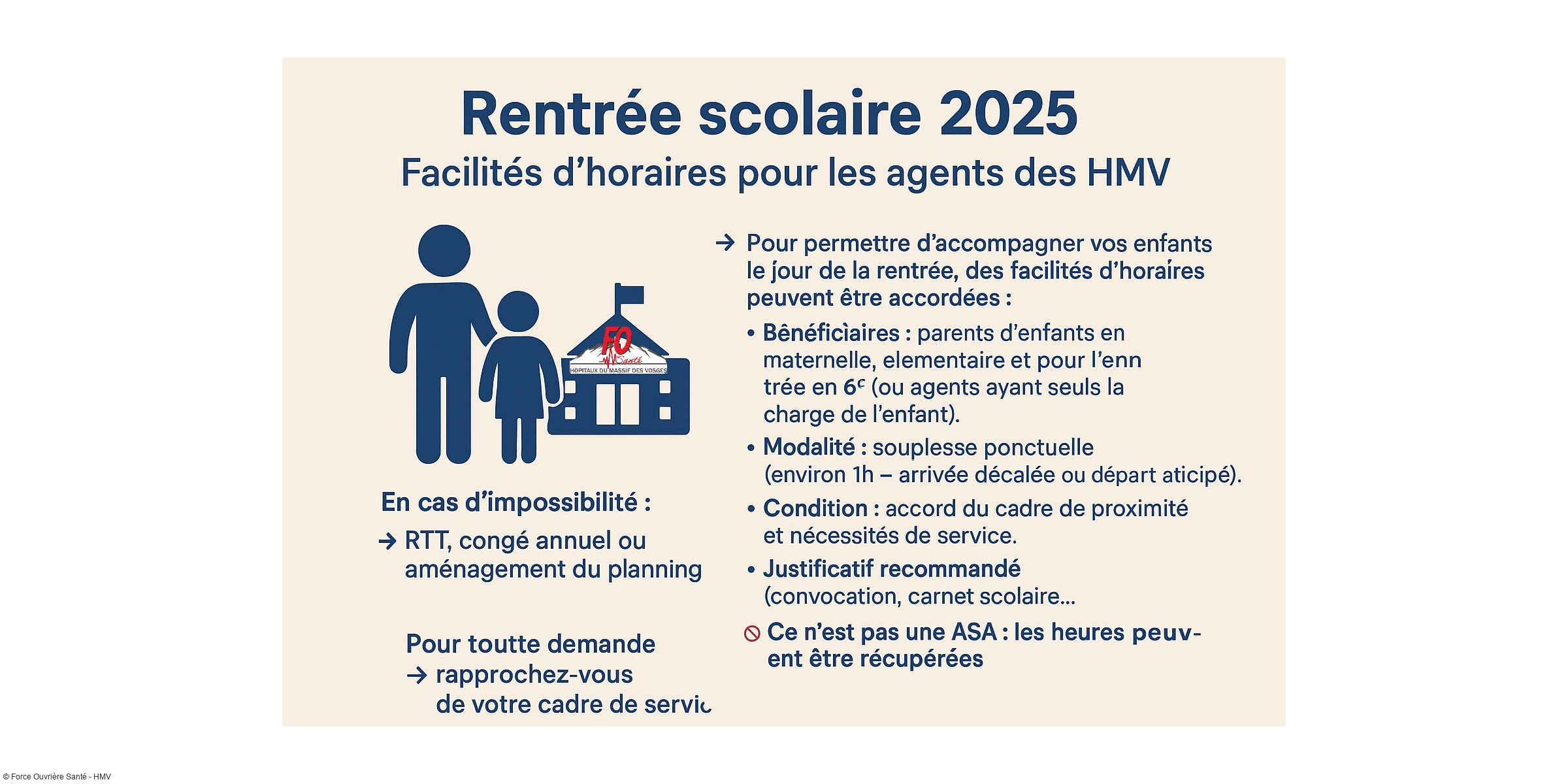 Facilités d’horaires – Rentrée scolaire