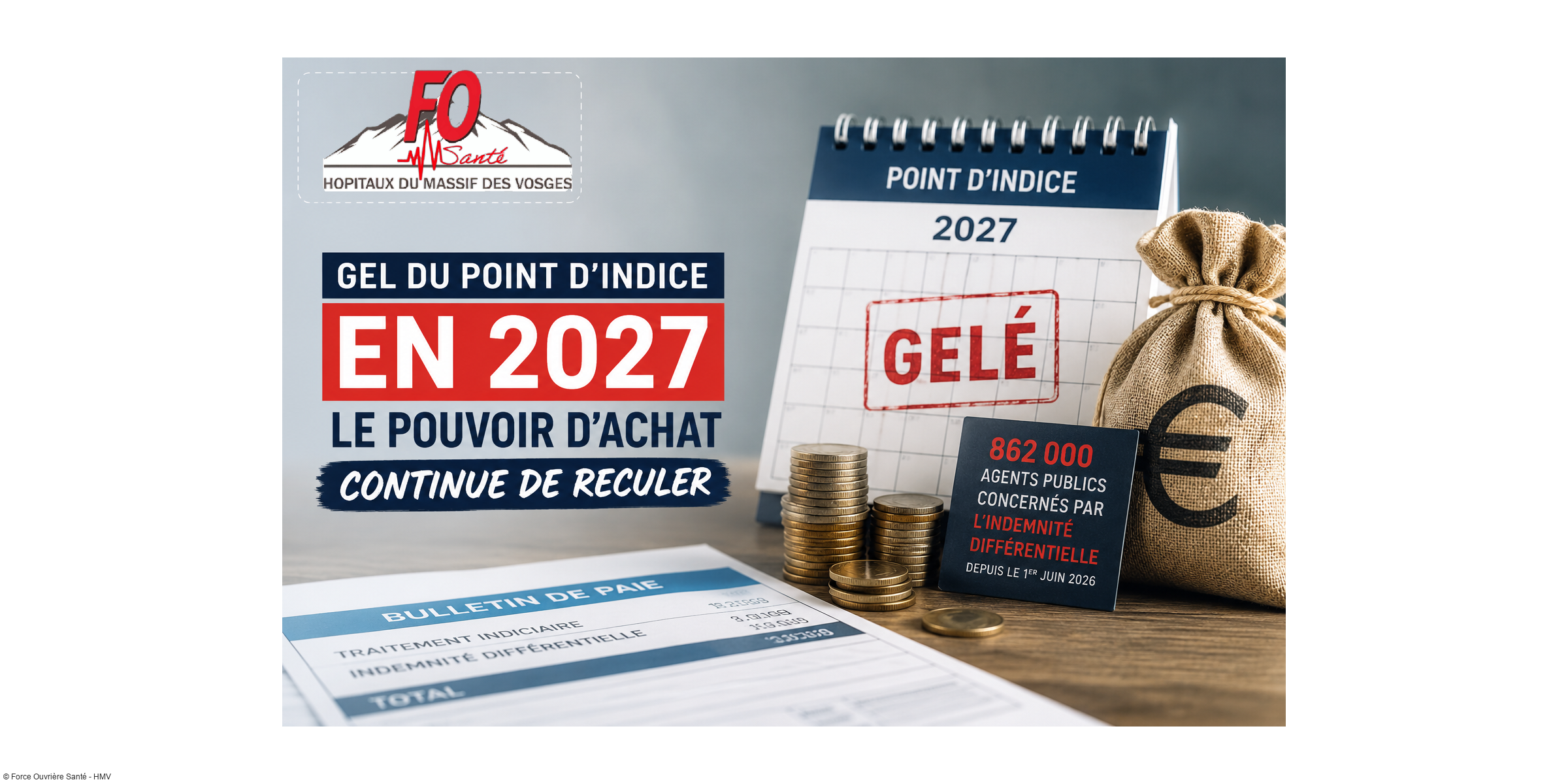 Gel du point d'indice en 2027 : le Gouvernement confirme, le pouvoir d'achat des agents continue de reculer