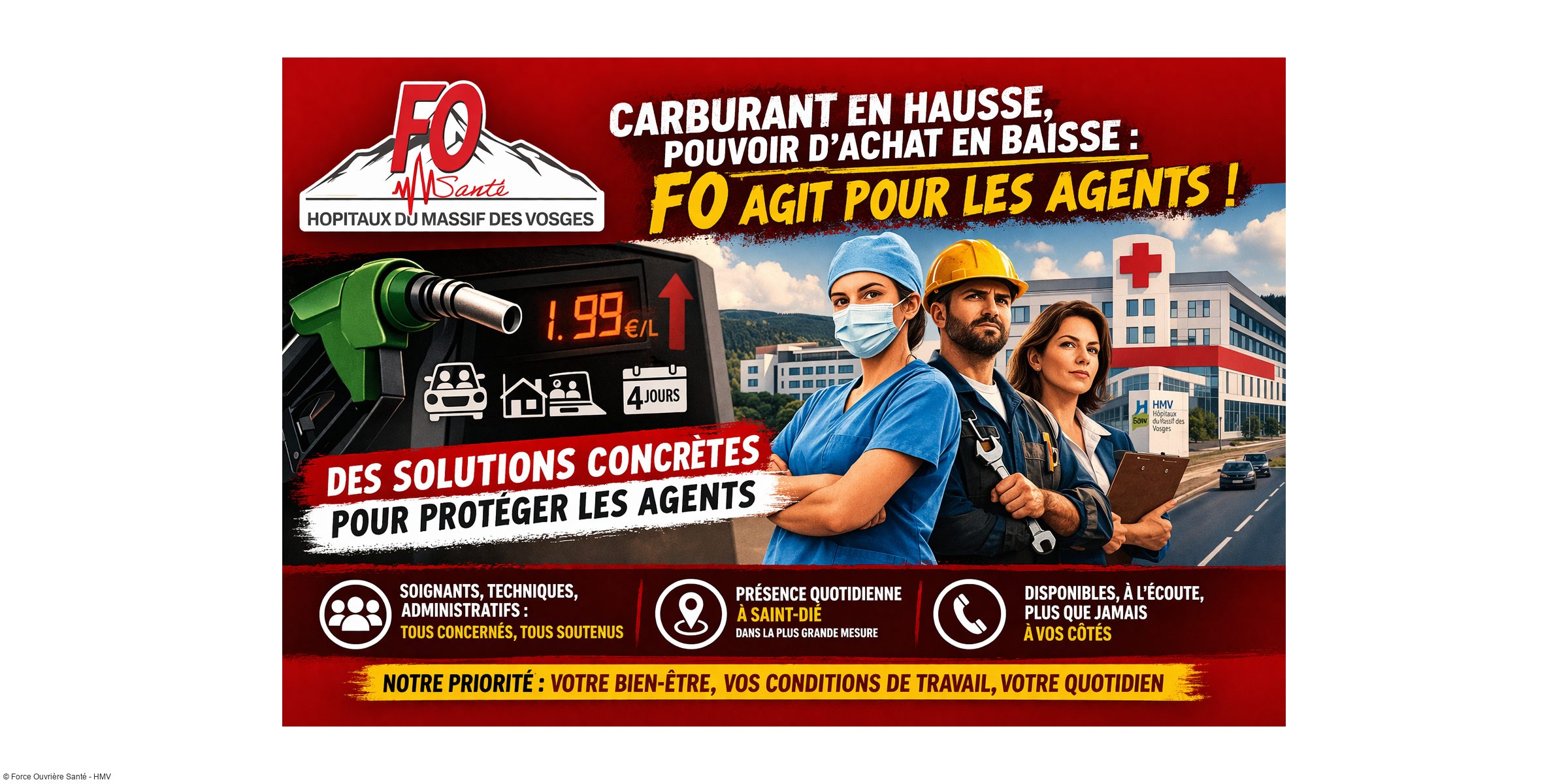 Carburant : FO Santé des HMV agit concrètement pour les agents des HMV et interpelle la direction