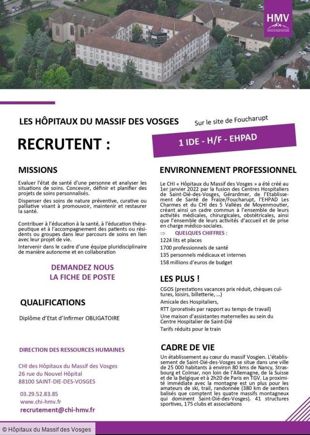 Les Hôpitaux du Massif des Vosges a un poste pour VOUS !