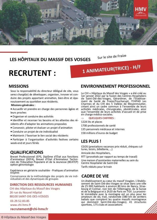 Les Hôpitaux du Massif des Vosges a un poste pour VOUS !