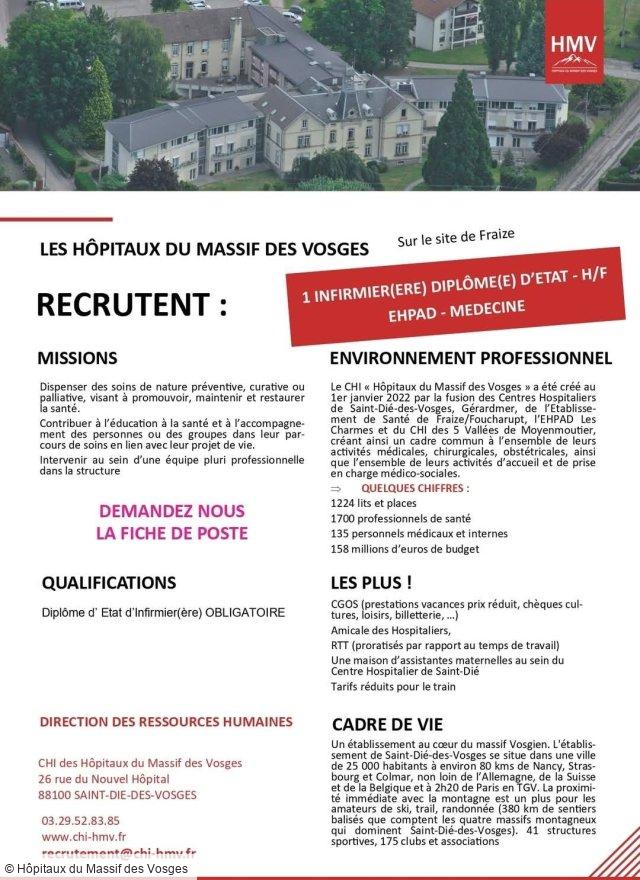 Les Hôpitaux du Massif des Vosges a un poste pour VOUS !