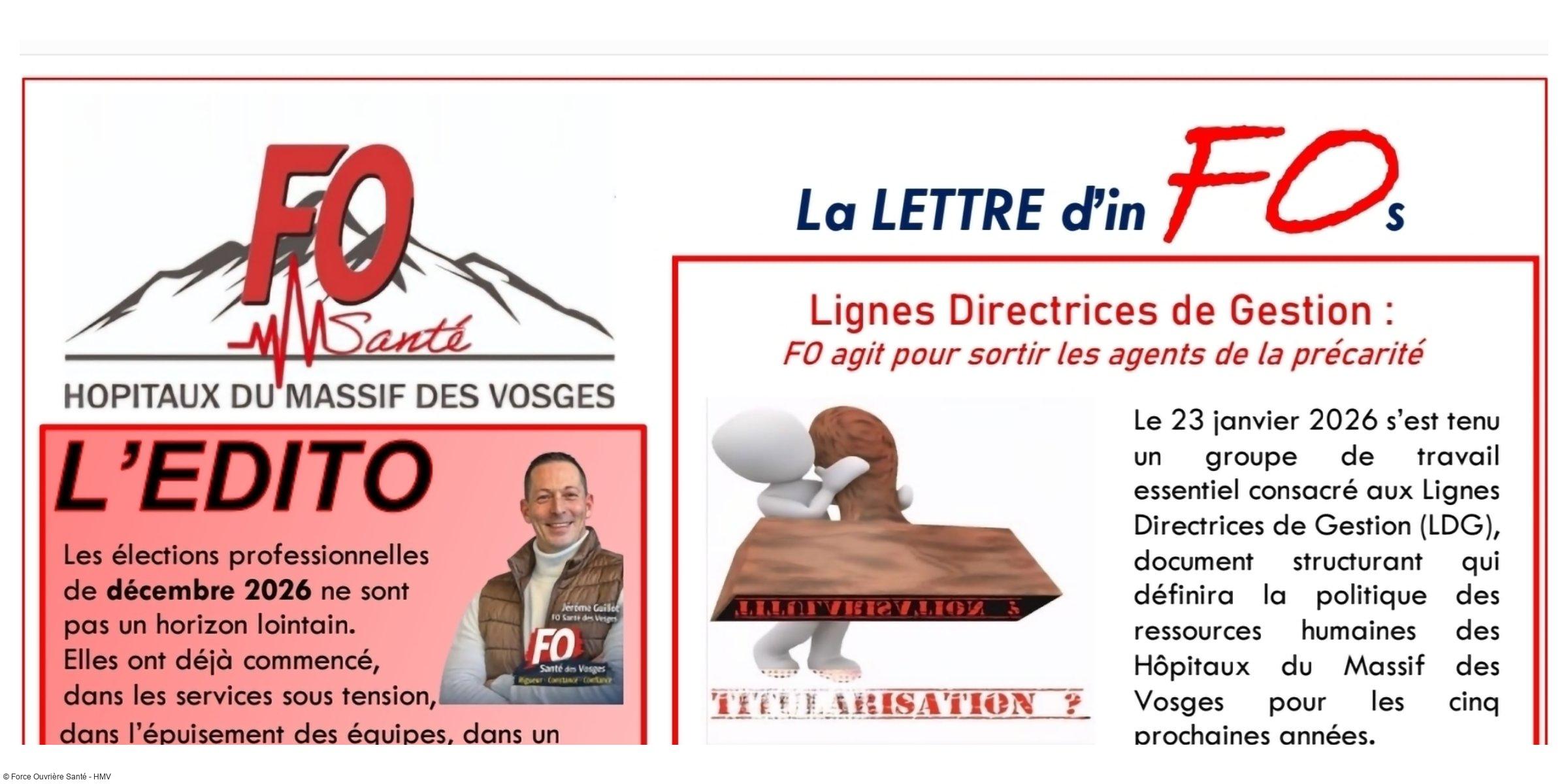 La lettre trimestrielle FO Santé des HMV arrive dans les services
