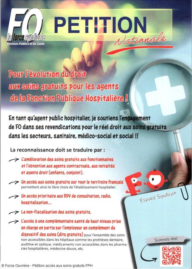 Pétition Nationale: Accès gratuits aux soins gratuits pour les agents de la fonction publique hospitalière