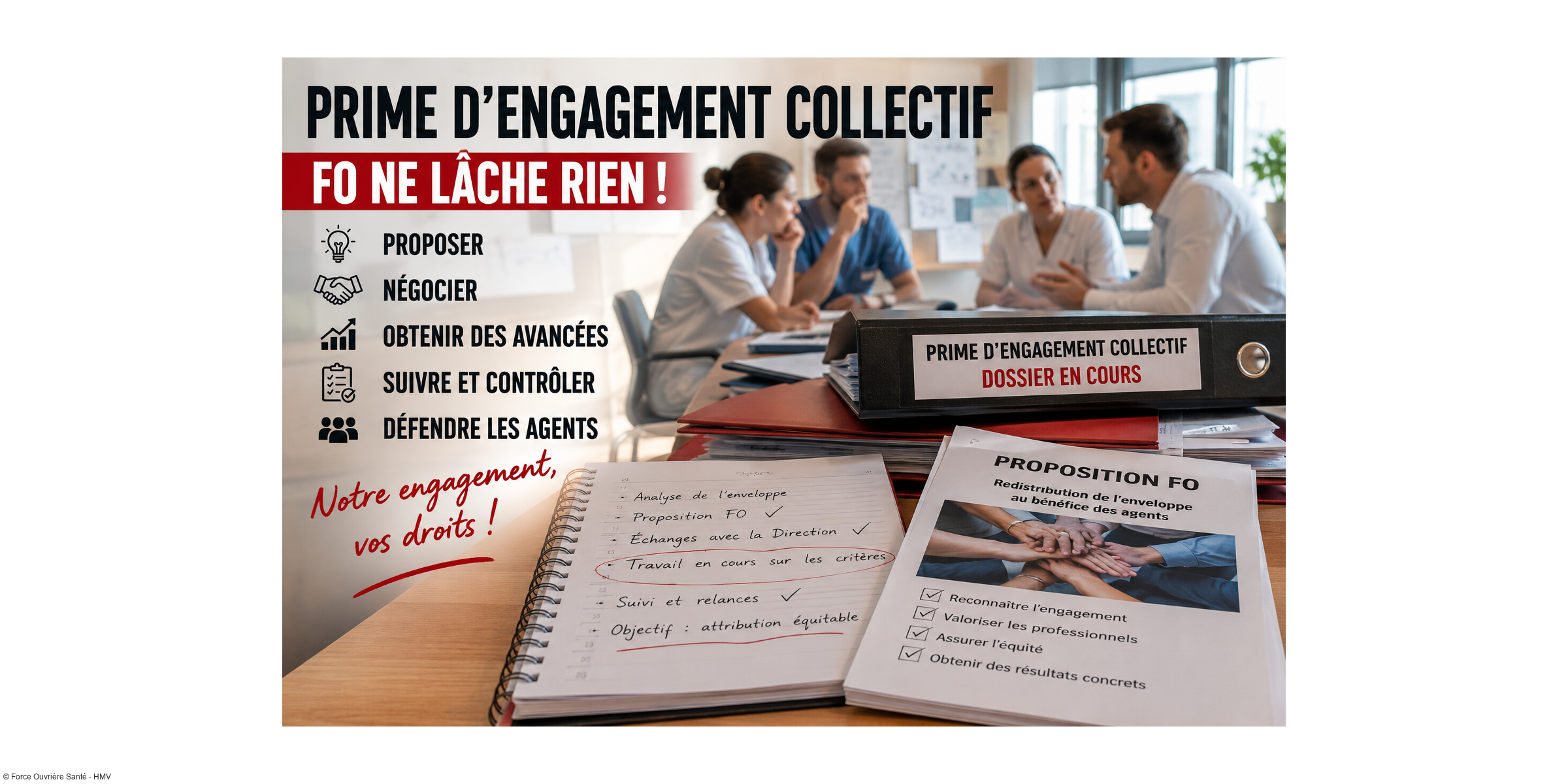 Prime d'engagement collectif aux HMV : FO ne lâche rien et continue le combat