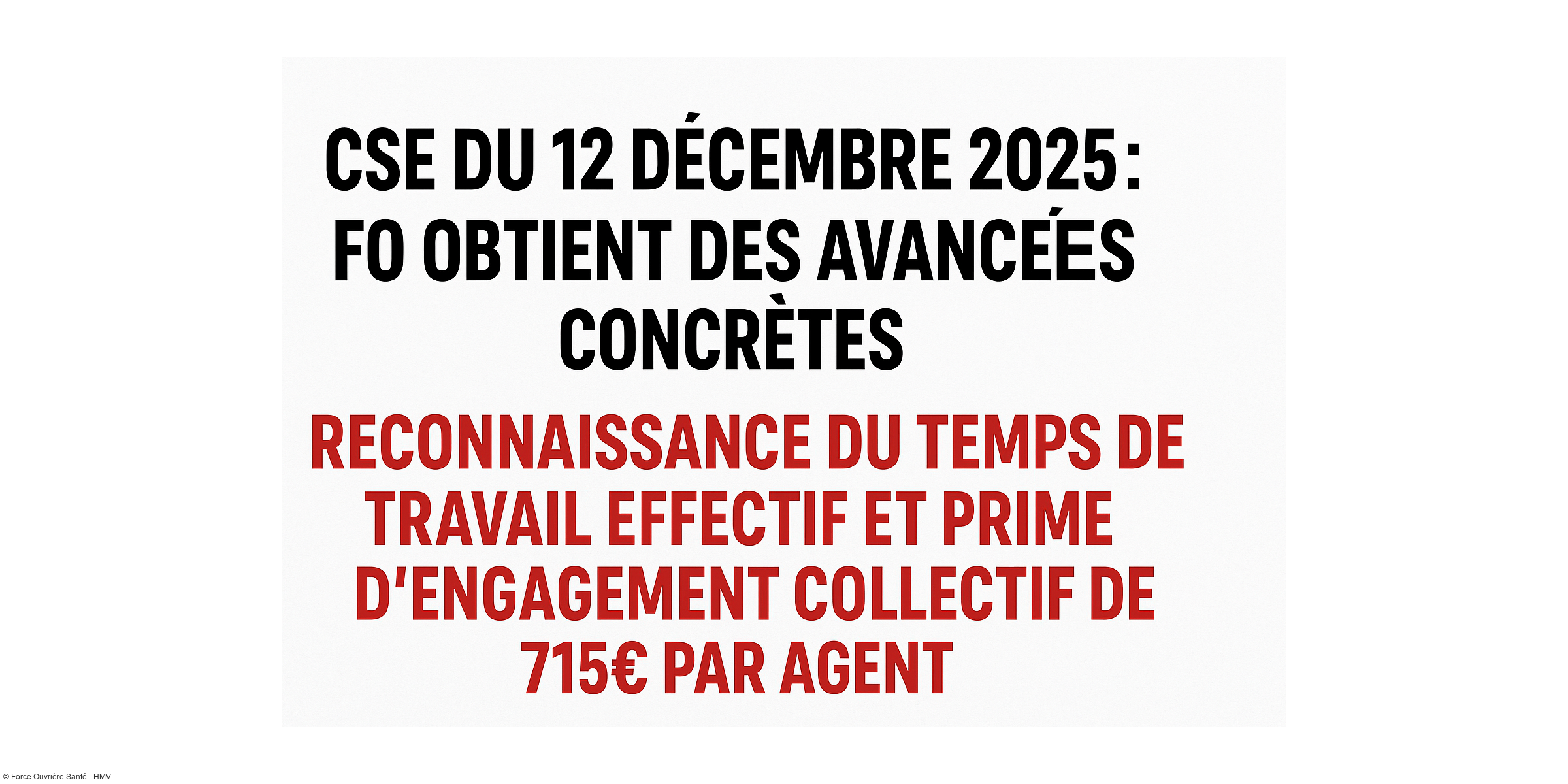 Compte rendu du CSE du 12 décembre 2025 : FO Santé HMV obtient des avancées et réaffirme ses positions